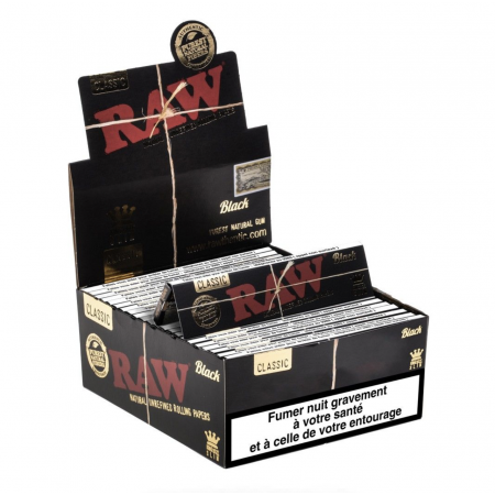 Feuilles à rouler RAW Black King Size Slim 🌑 – Papier ultra fin & 100% naturel