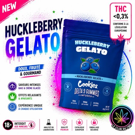 Gummies Huckleberry Gelato Cookies Delta-9 THC – 10 pièces