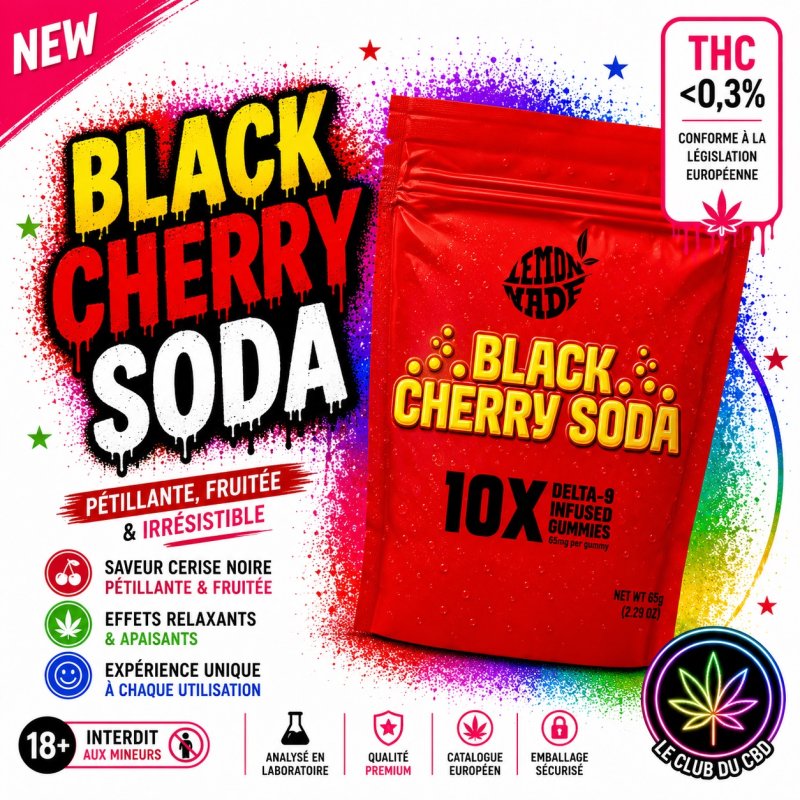 Gummies Black Cherry Soda Delta-9 THC – 10 pièces