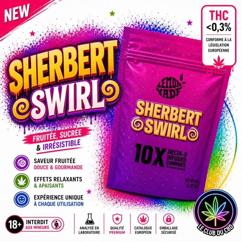 Gummies Sherbert Swirl Delta-9 THC – 10 pièces