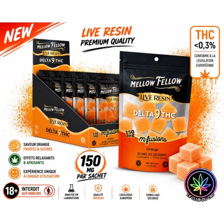 Gummies Live Resin Orange Mellow Fellow Delta-9 THC – 150 mg