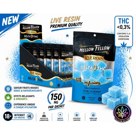 Gummies Live Resin Blue Raspberry Mellow Fellow Delta-9 THC – 150 mg